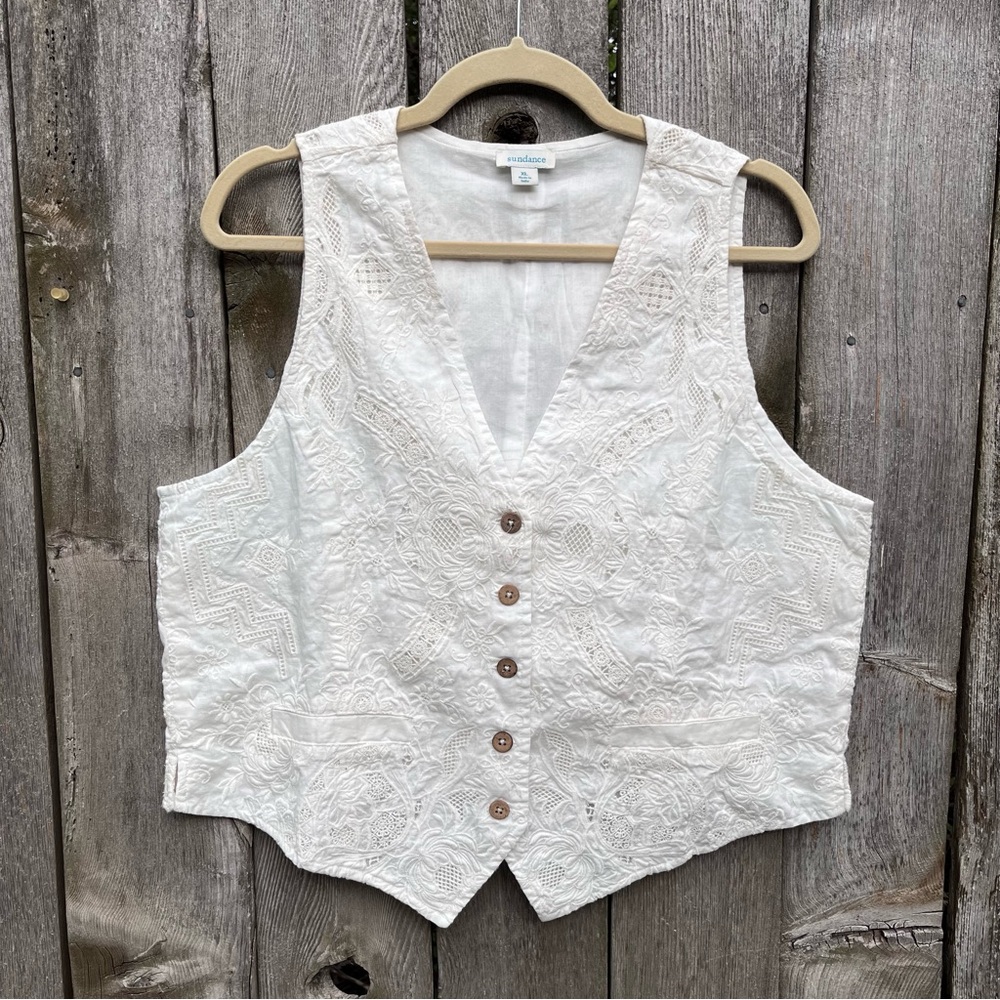 Sundance Ivory Embroidered Button-Front Blouse